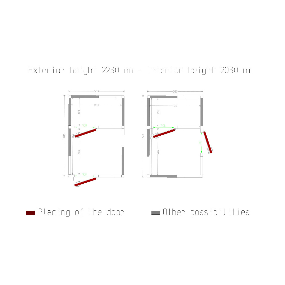 image combi koelkamer iso 100, binnen afmetingen 2230 x 2030 & 2230 x 1230 xh 2230 mm (10,09 + 6,12 m³) 4