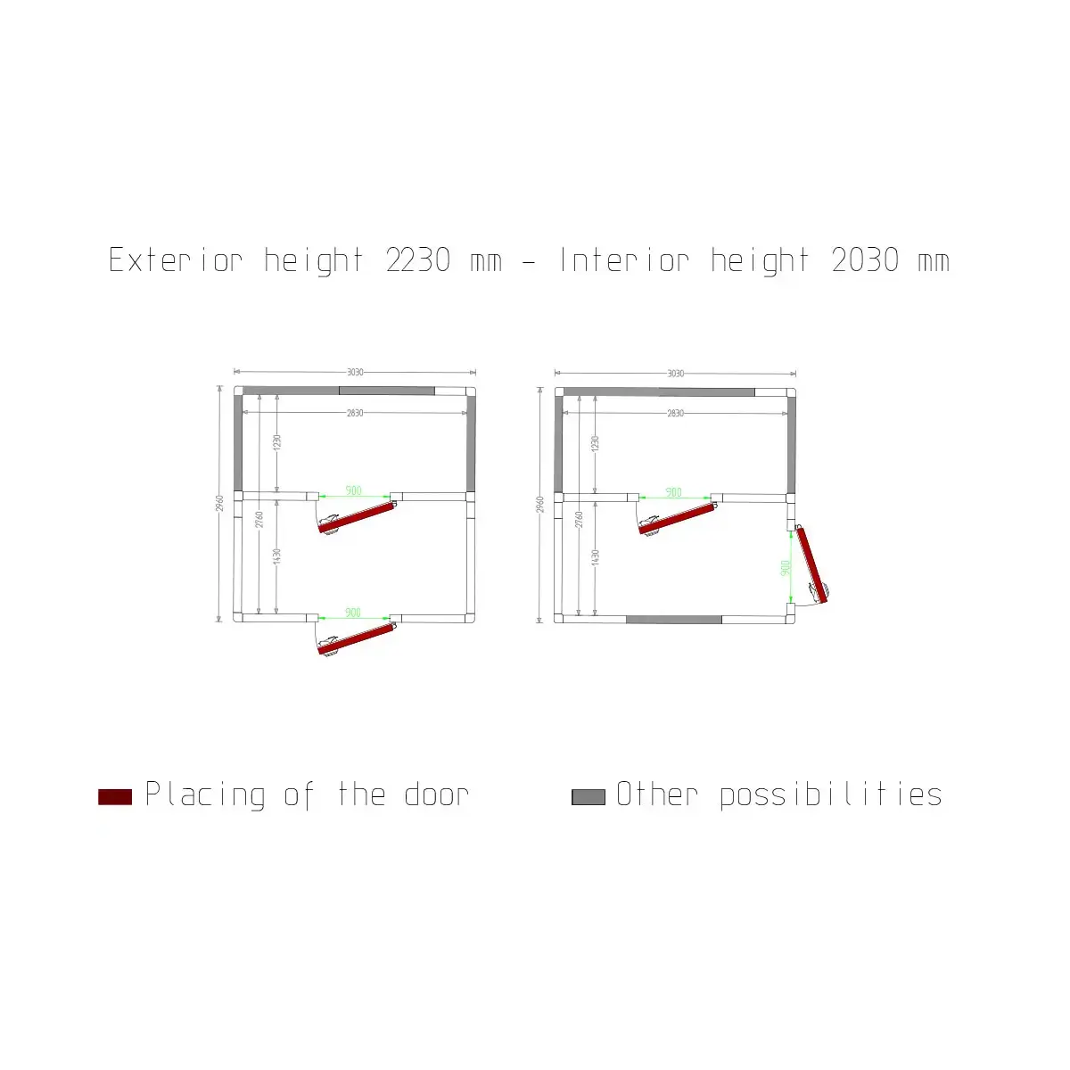 image koelkamer iso 100 binnen afmetingen 2830 x 1430 & 2830 x 1230 xh 2230 mm (9,02 + 7,76 m³) 4