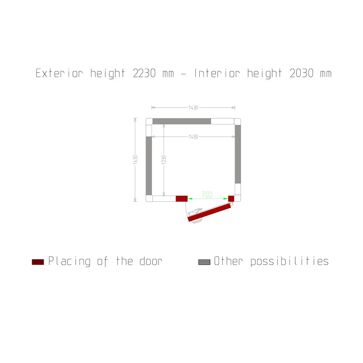 image kamer iso 100, afm. int. 1430 x 1230 xh 2030 mm (3,57 m³) 4