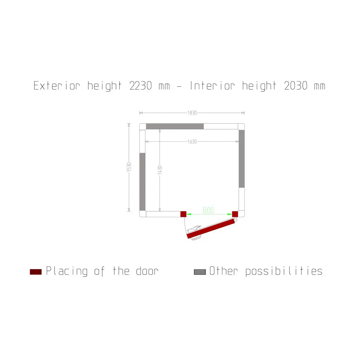 image kamer iso 100, afm. int. 1630 x 1430 xh 2030 mm (4,73 m³) 4
