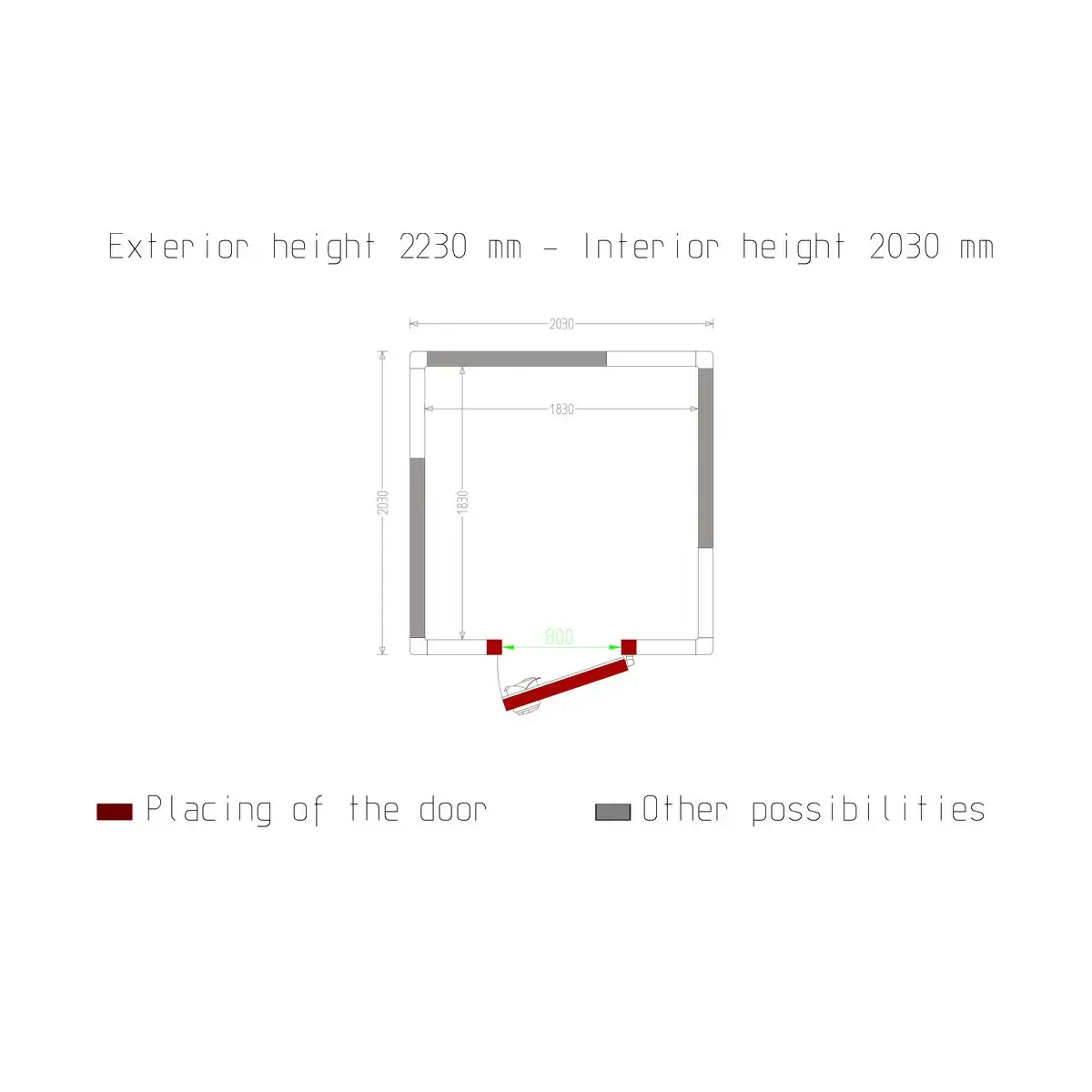 image kamer iso 100, afm. int. 1830 x 1830 xh 2030 mm (6,8 m³) 4
