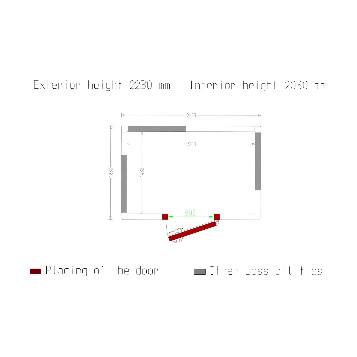 image kamer iso 100, afm. int. 2230 x 1430 xh 2030 mm (6,47 m³) 4