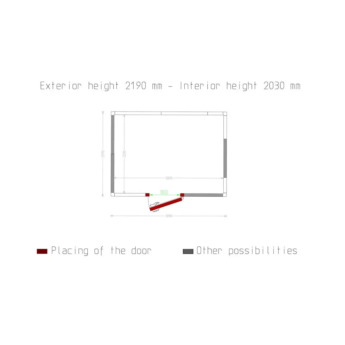 image kamer iso 80, afm. int. 2830 x 2030 xh 2030 mm (11,66 m³) 4