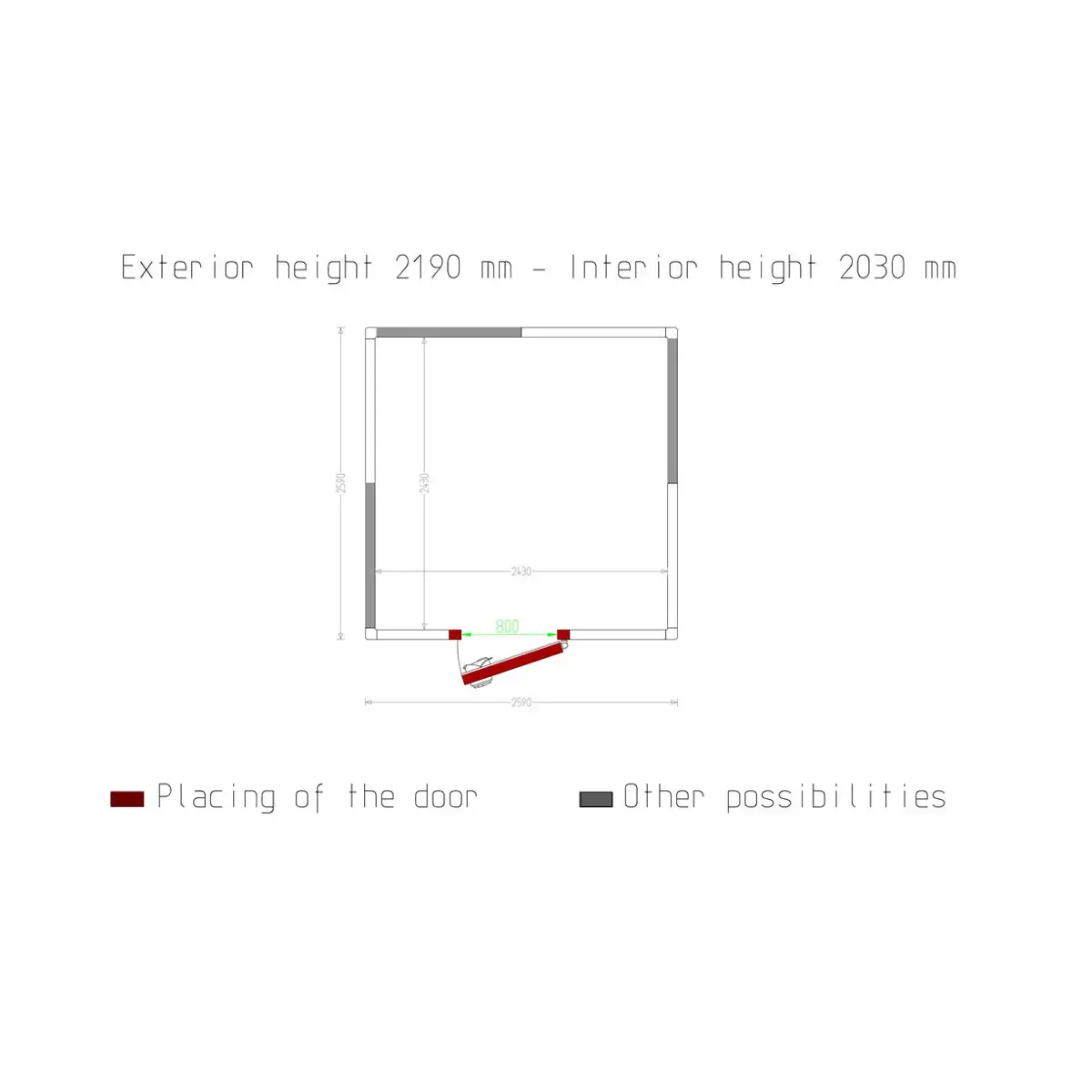 image kamer iso 80, afm. int. 2430 x 2430 xh 2030 mm (11,99 m³) 4