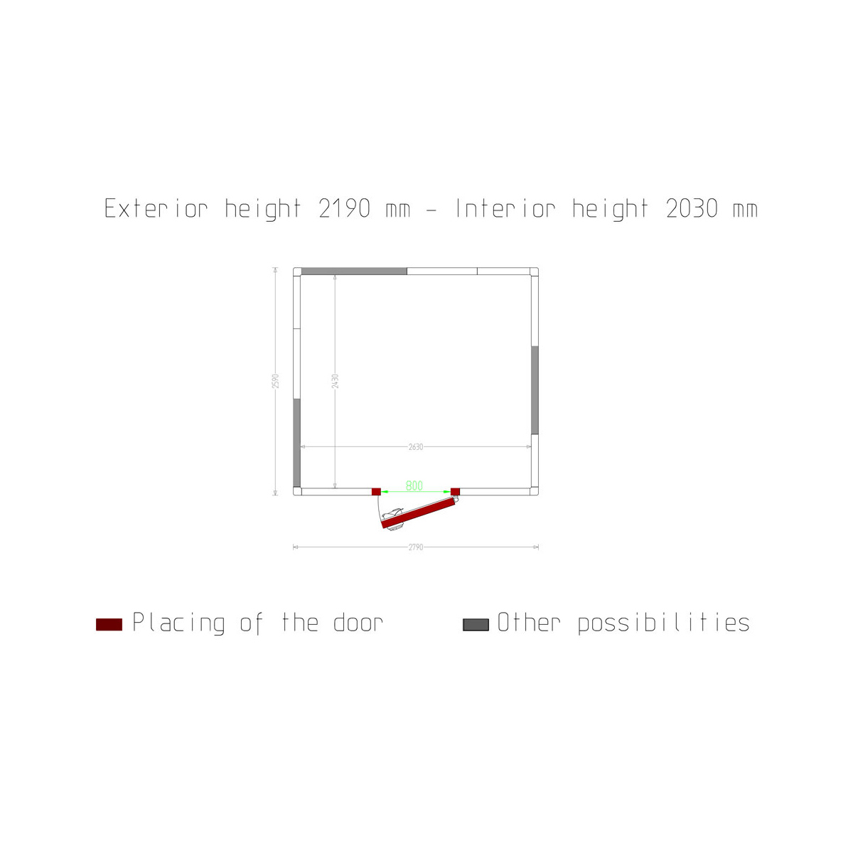 image kamer iso 80, afm. int. 2630 x 2430 xh 2030 mm (12,97 m³) 4