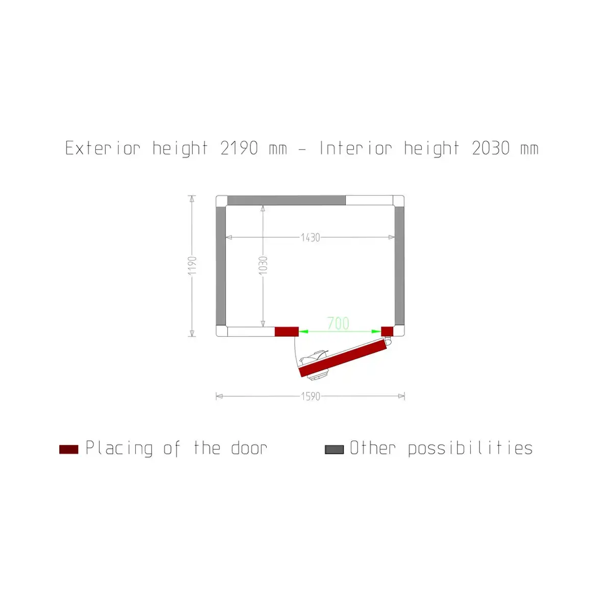 image kamer iso 80, afm. int. 1430 x 1030 xh 2030 mm (2,99 m³) 4
