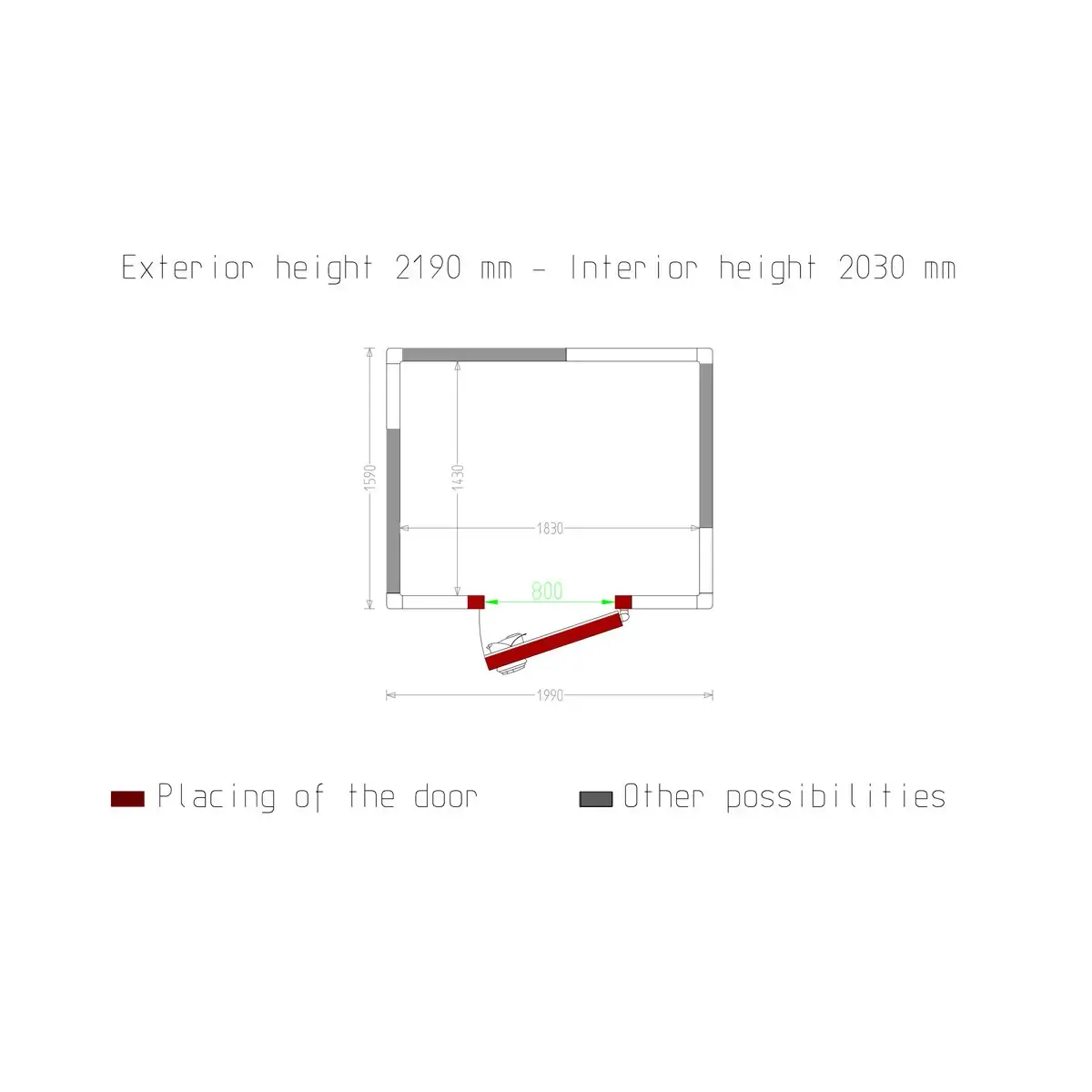 image kamer iso 80, afm. int. 1830 x 1430 xh 2030 mm (5,31 m³) 4
