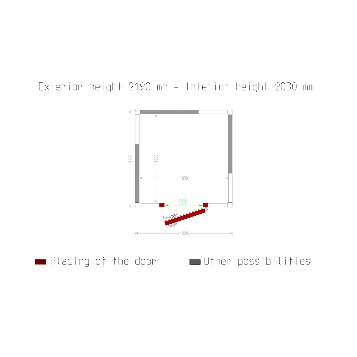 image kamer iso 80, afm. int. 1830 x 1830 xh 2030 mm (6,8 m³) 4
