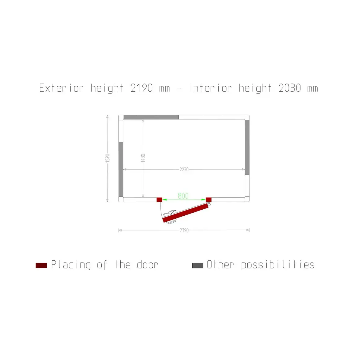 image kamer iso 80, afm. int. 2230 x 1430 xh 2030 mm (6,47 m³) 4