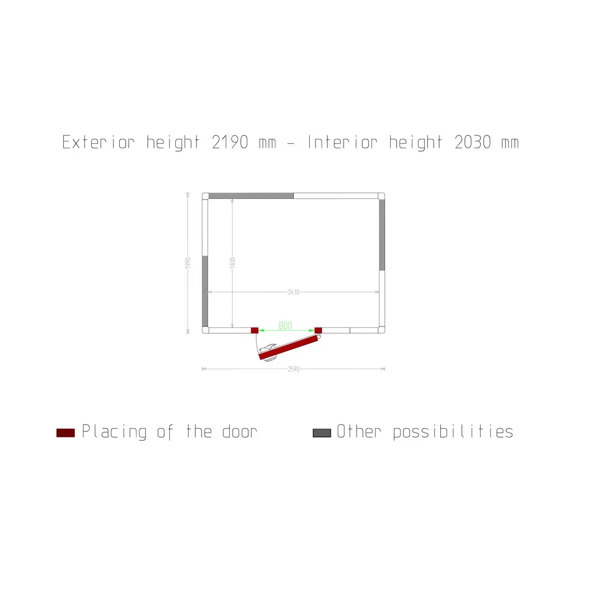image kamer iso 80, afm. int. 2430 x 1830 xh 2030 mm (9,03 m³) 4