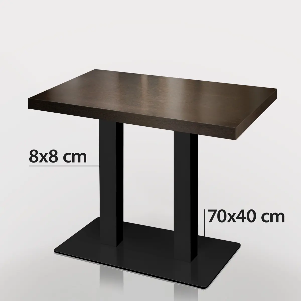 tafel rechthoek wenge met zwart onderstel 120cm x 70cm - afbeelding 1