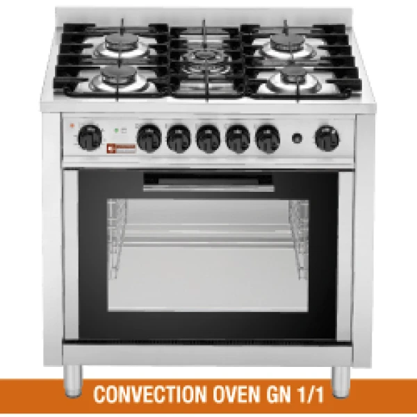Image Gasfornuis 5 branders, elektrische convectieoven 4x GN 1/1 0