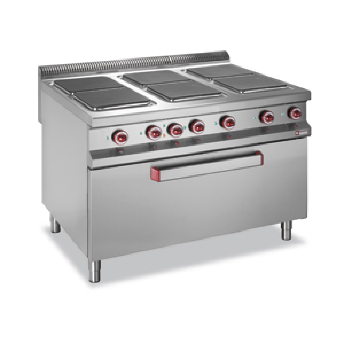 image fornuis met 6 vierkante kookplaten op elektrische oven "maxi" 0