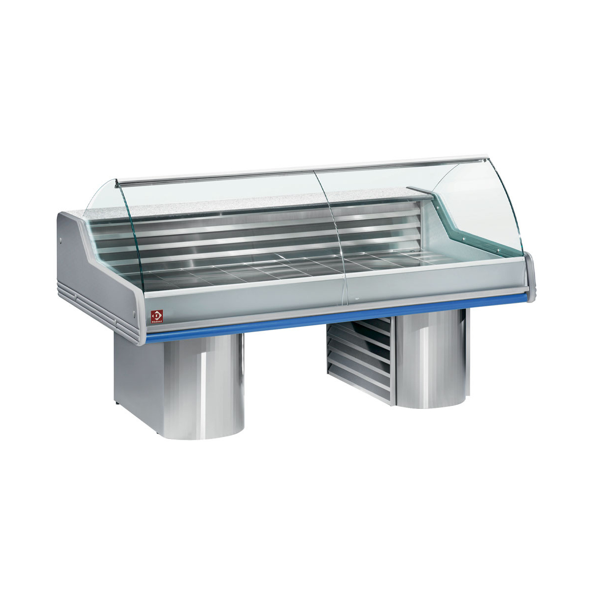 image gekoelde vitrine toonbank met gebogen ruit, op sokkels 0