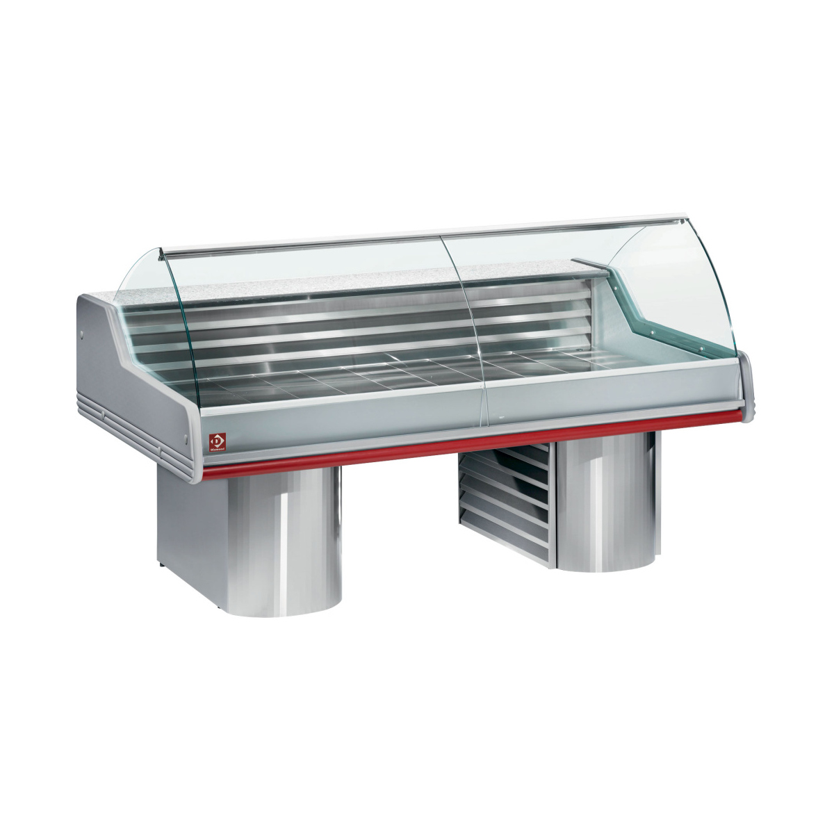image gekoelde vitrine toonbank met gebogen ruit, op sokkels 0