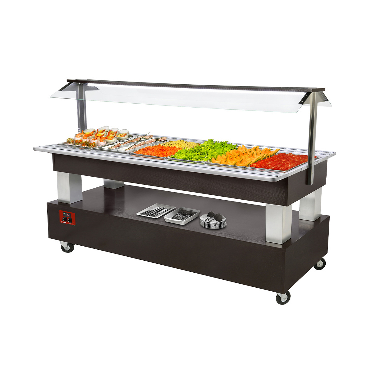image buffet - salad bar, gekoeld, 6x gn 1/1-150 (wengé hout) 0