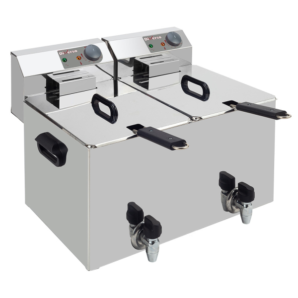 Image Elektrische friteuse tafelmodel 2x 8 liter + aftapkraan 0