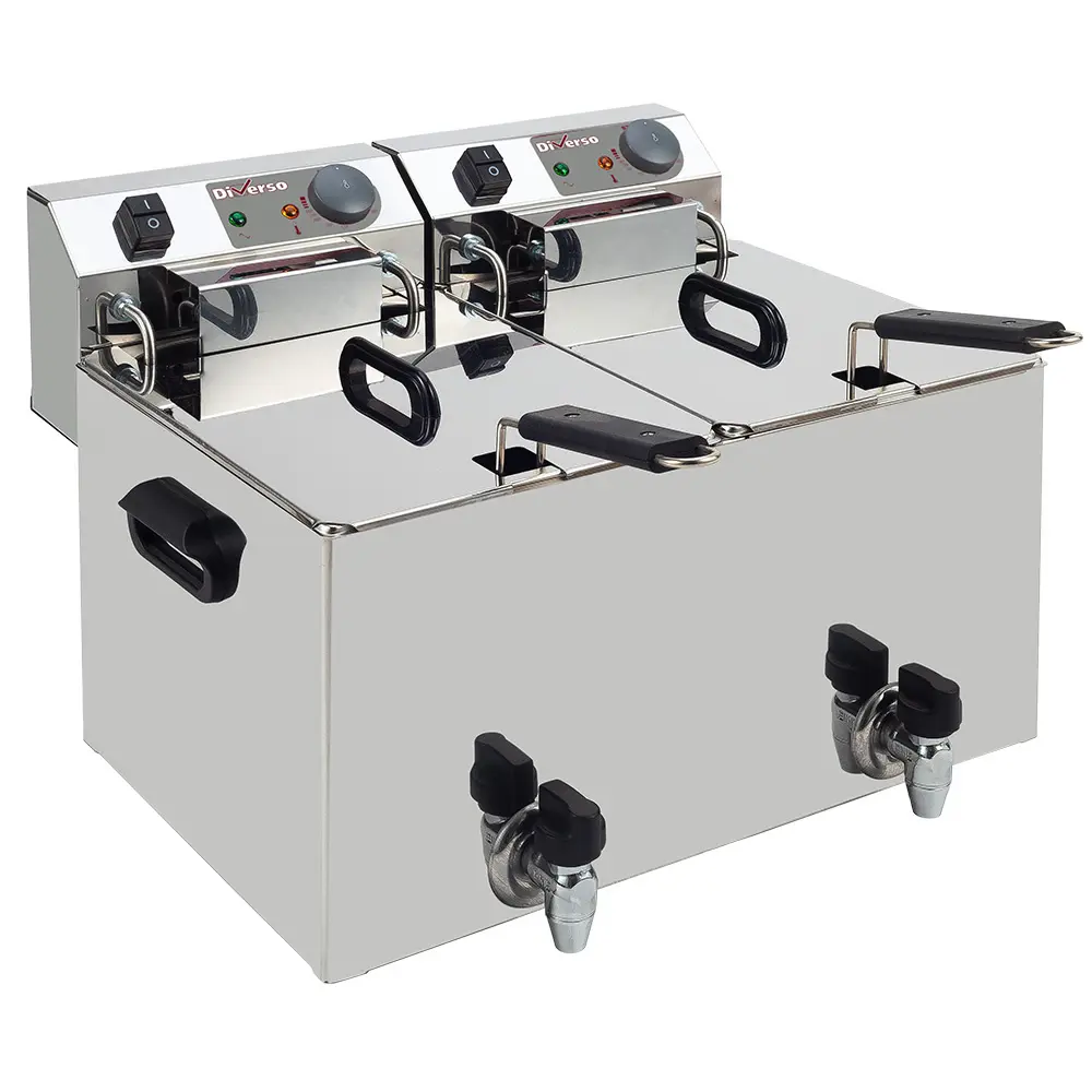 Image Elektrische friteuse tafelmodel 2x 10 liter + aftapkraan 0