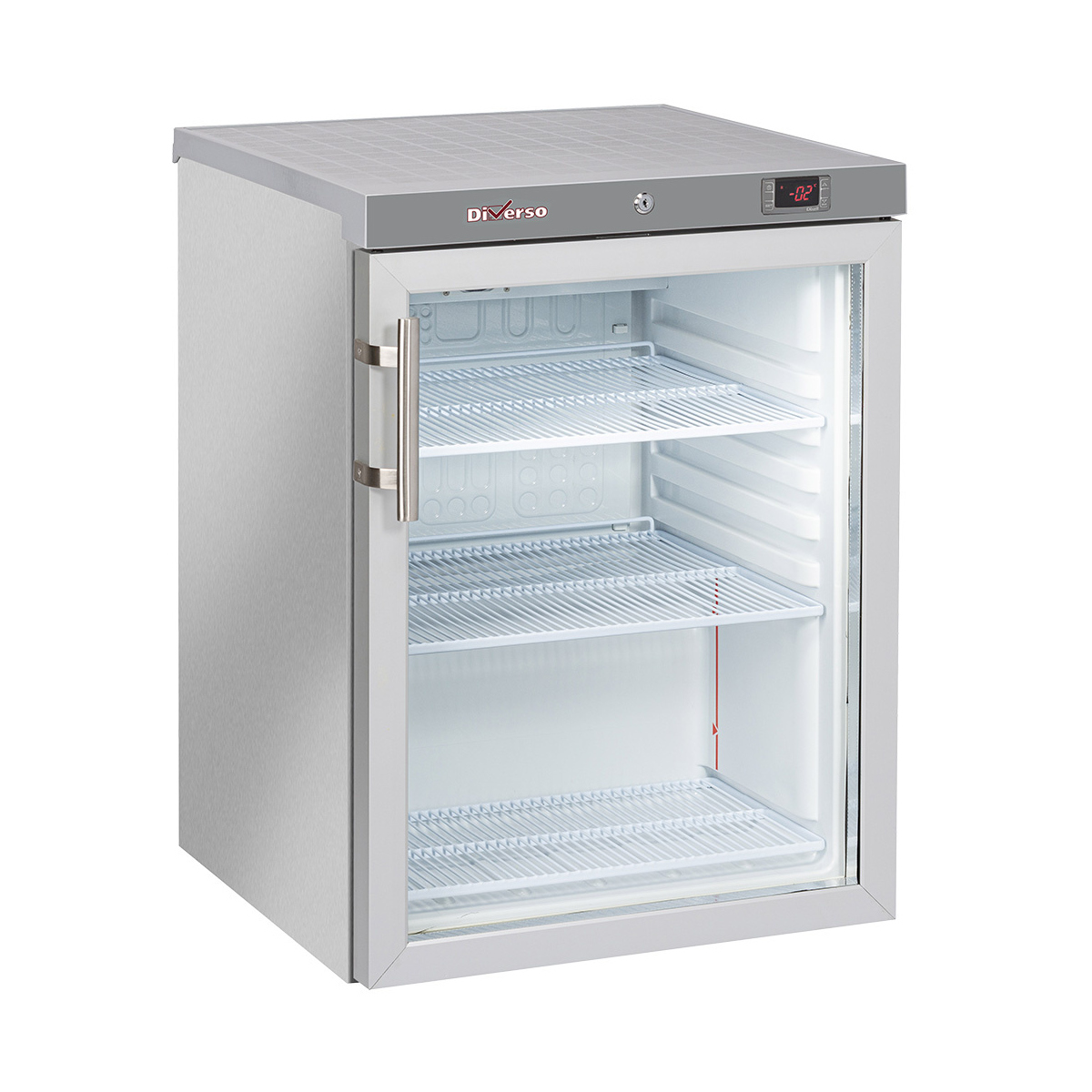 image koelkast geventileerd, glazen deur, 200 liter. r.v.s. 0