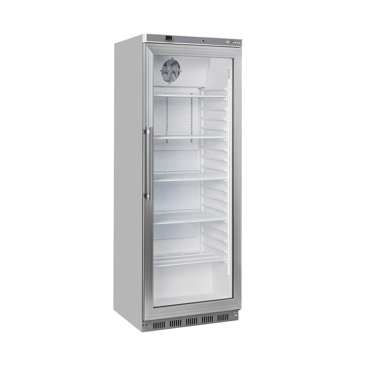 image koelkast geventileerd, glazen deur, 400 liter. r.v.s. 0