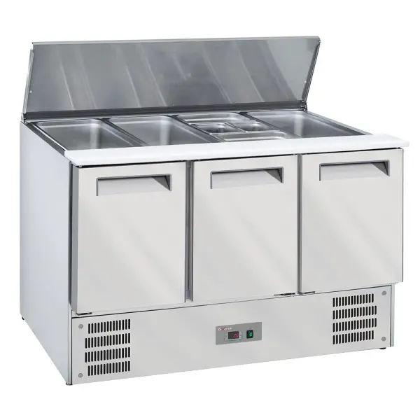 Image Gekoelde saladette met deksel 4x GN1/1-150 mm + reserve 3 deuren GN 1/1 0