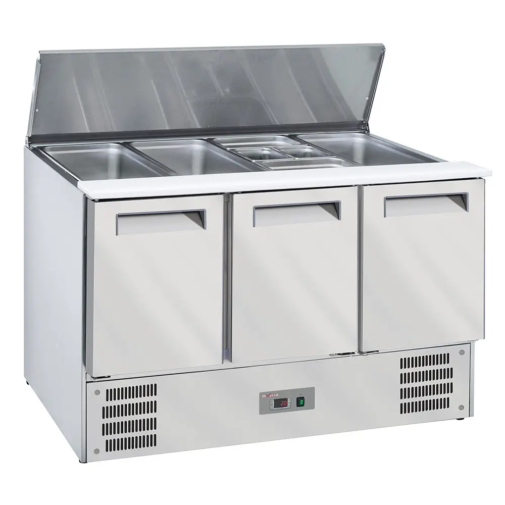 Image Gekoelde saladette met deksel 4x GN1/1-150 mm + reserve 3 deuren GN 1/1 0