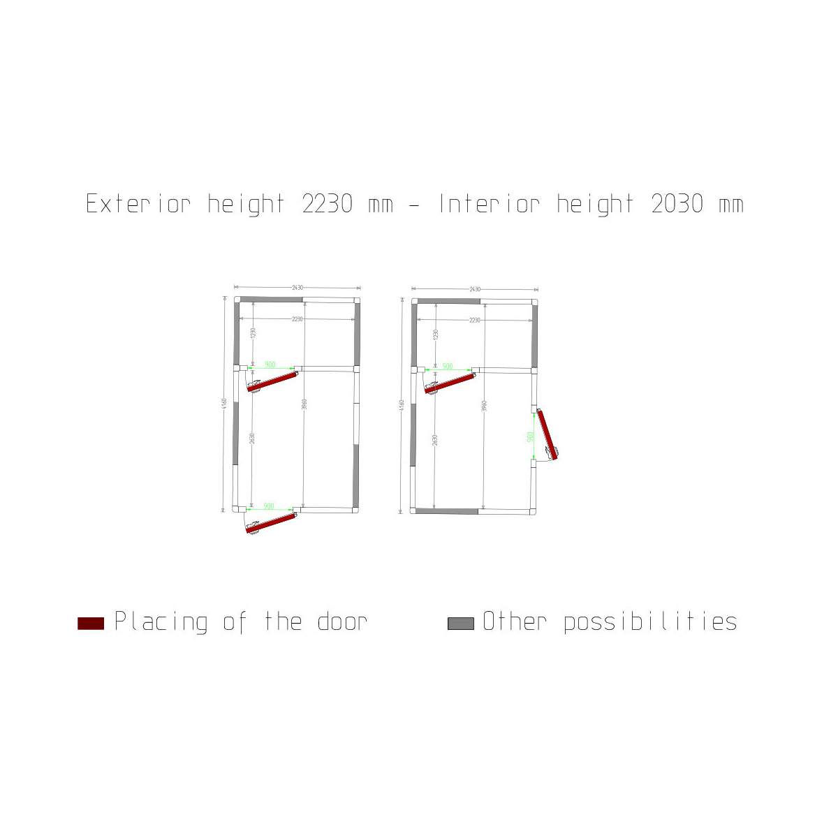image combi koelkamer iso 100, binnen afmetingen 2230 x 2630 & 2230 x 1230 xh 2230 mm (13,08 + 6,12 m³) 1