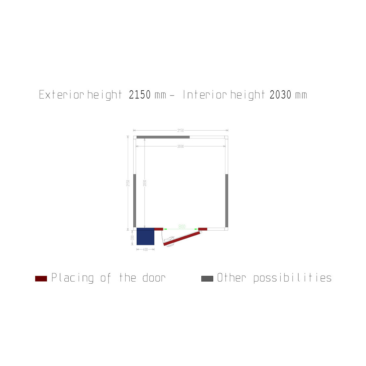image kamer iso 60 met groep, afm. int. 2030 x 2030 x h2030mm (8,37m³ ) 1