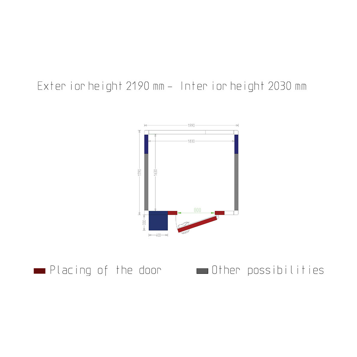 image kamer iso 80 met groep, afm. int. 1830 x 1630 x h2030mm (6,06m³) 1