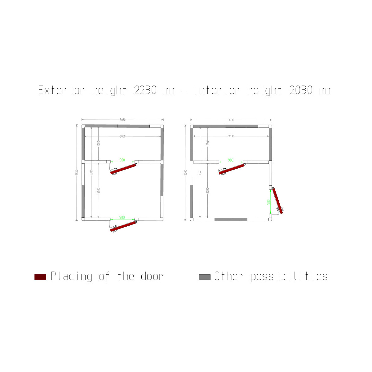 image combi koelkamer iso 100, binnen afmetingen 2830 x 2030 & 2830 x 1230 xh 2230 mm (12,81 + 7,76 m³) 4