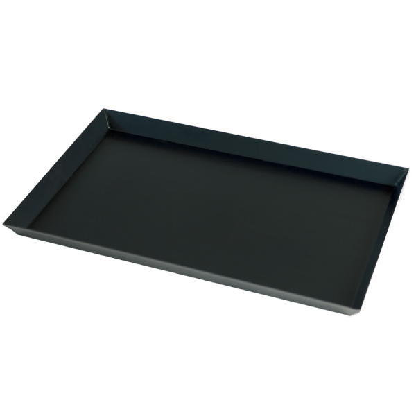 Image Zwarte stalen bakplaat 600x400, uitlopende rand 30 mm 0
