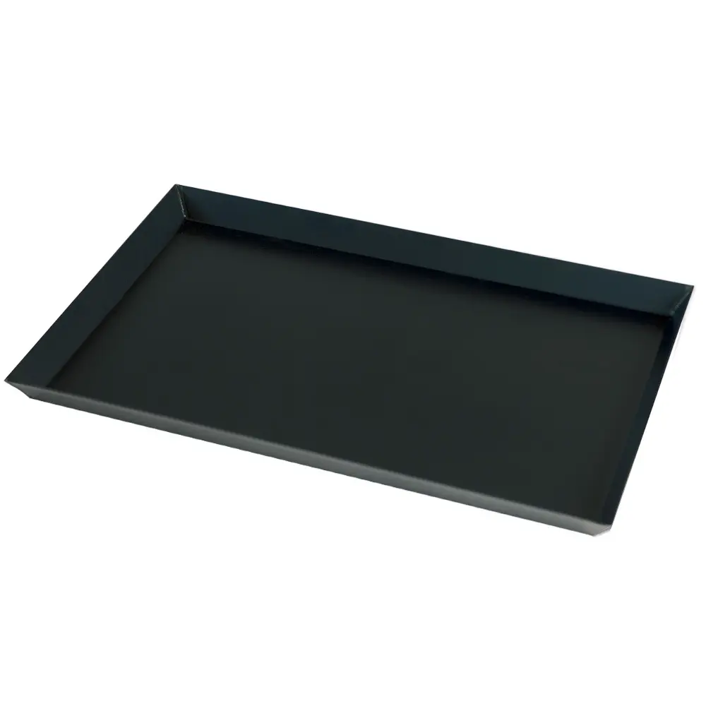 Image Zwarte stalen bakplaat 600x400, uitlopende rand 30 mm 0