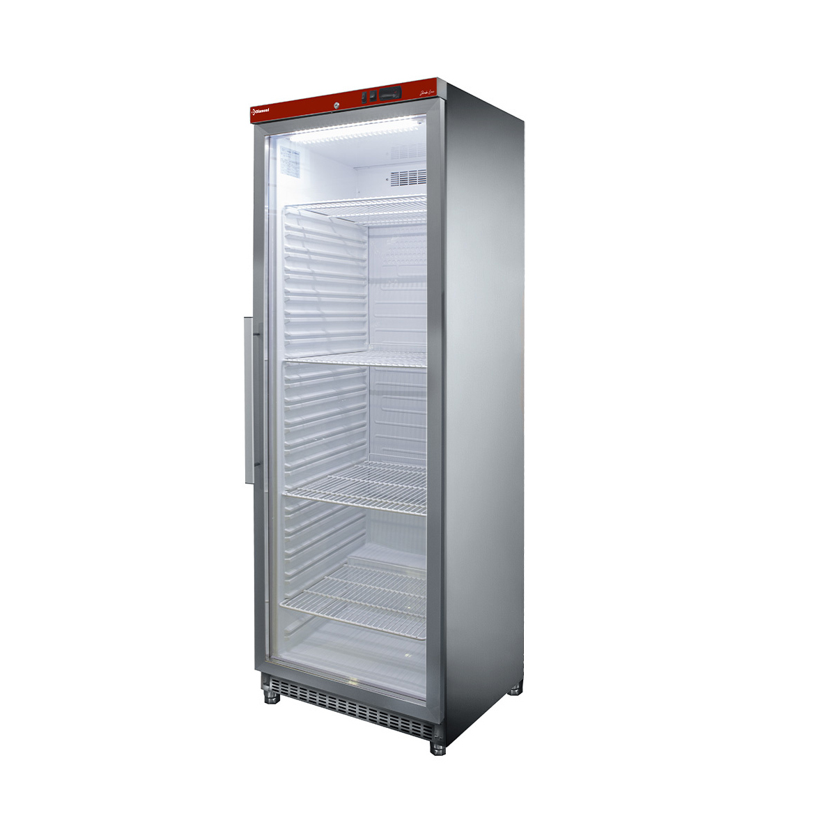 image koelkast geventileerd, glazen deur, 400 liter. r.v.s. 0