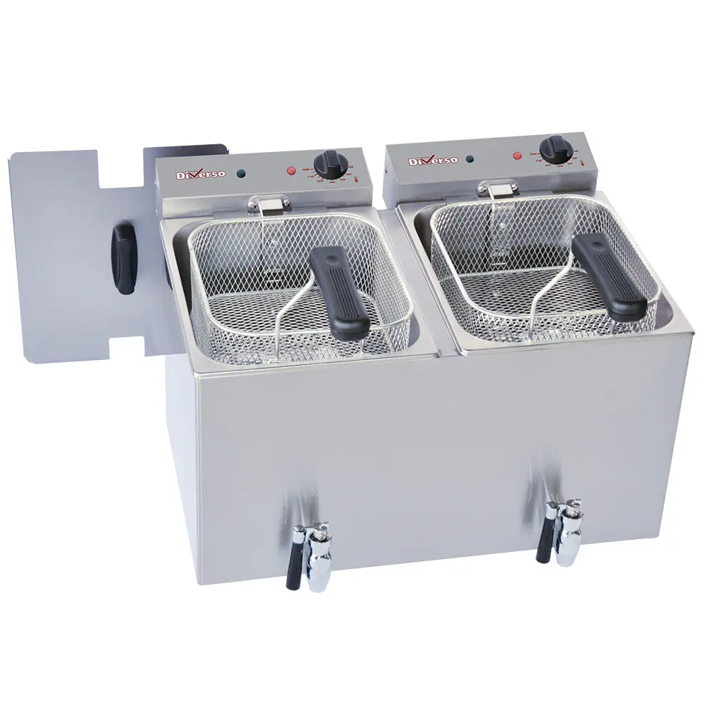 Image Elektrische friteuse tafelmodel 2x 8 liter + aftapkraan 0