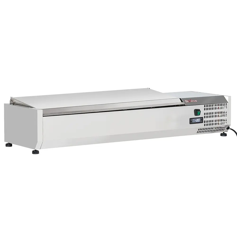 Image Gekoelde opzetvitrine 5 x GN 1/3 & 1x GN 1/2 -150 mm, met R.V.S. deksel 0