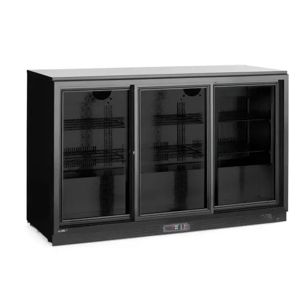 Backbar koelkast met drie schuifdeuren, Arktic, 308L, Zwart, 220-240V/160W, 1350x520x(H)865mm - Main Image