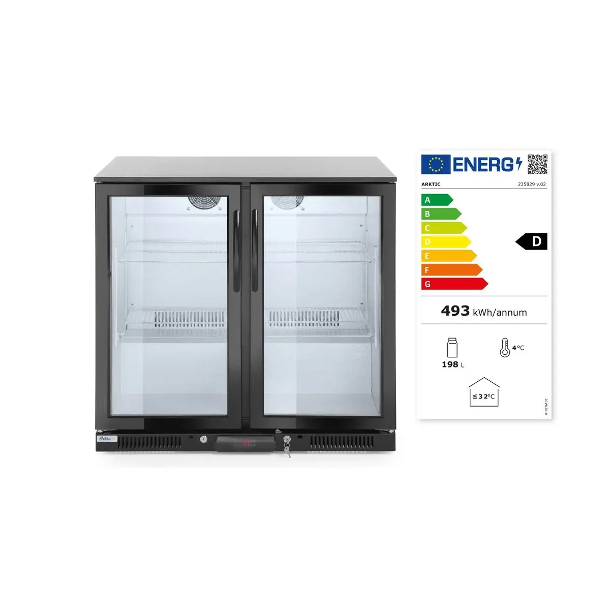 backbar koelkast met dubbele deur, arktic, 158l, zwart, 220-240v/160w, 900x530x(h)870mm - image 2