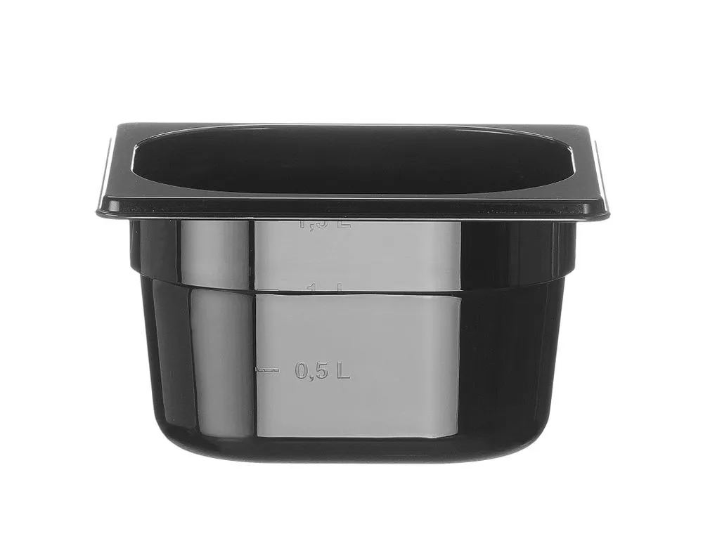 Container GN 1/6 zwart polycarbonaat, HENDI, Profi Line, GN 1/6, 1,6L, Zwart, 176x162x(H)100mm - Main Image container gn 1/6 zwart polycarbonaat, hendi, profi line, gn 1/6, 1,6l, zwart, 176x162x(h)100mm - main image