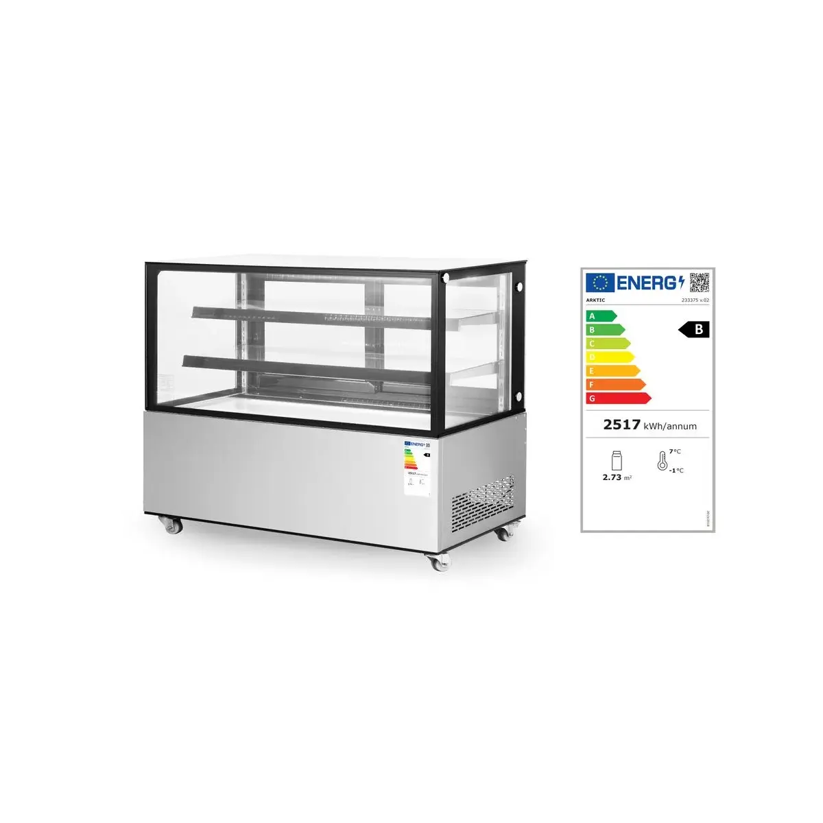 koelvitrine met 2 schappen, arktic, 410l, 230v/490w, 1224x677x(h)1230mm - image 3