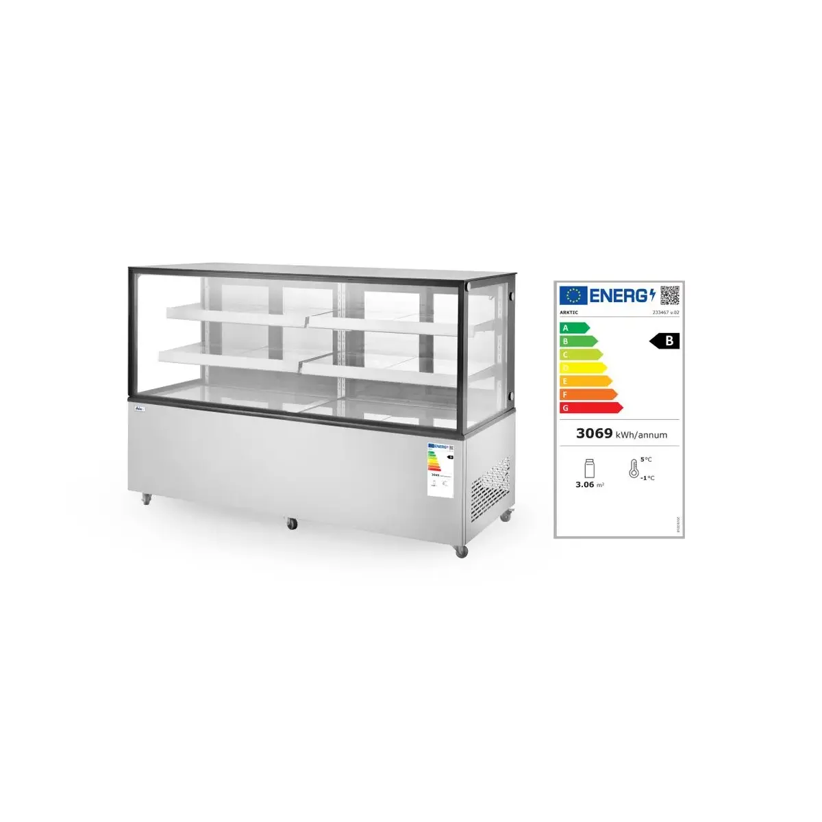 koelvitrine met 2 schappen, arktic, 510l, 230v/490w, 1524x677x(h)1230mm - image 4