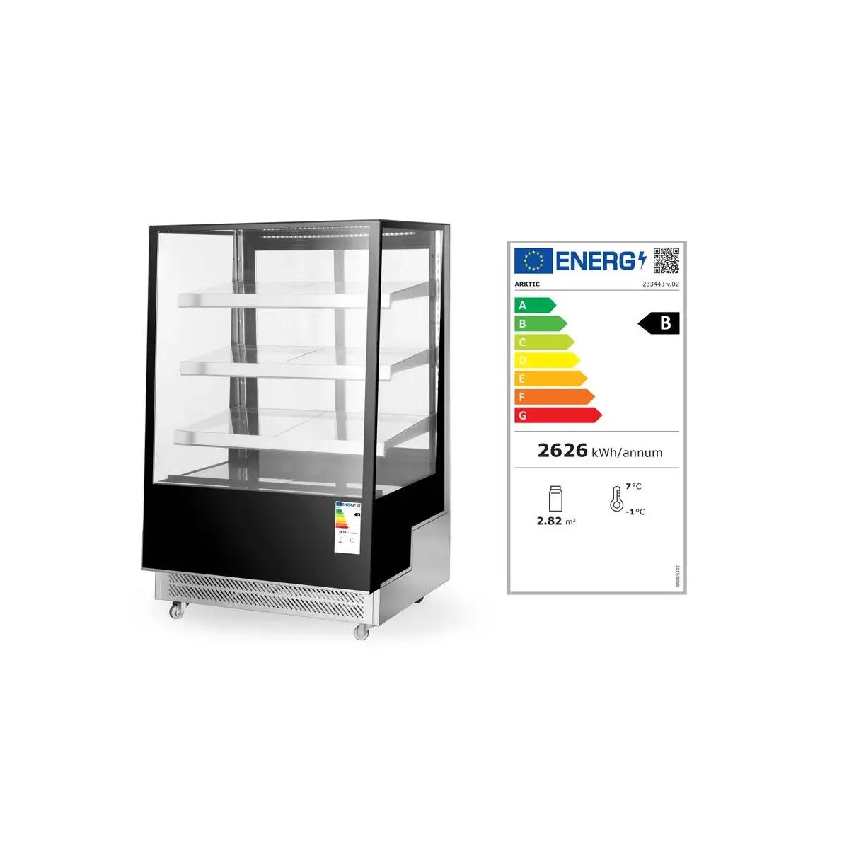 koelvitrine met 3 schuine schappen, arktic, 500l, 230v/490w, 900x833x(h)1460mm - image 2