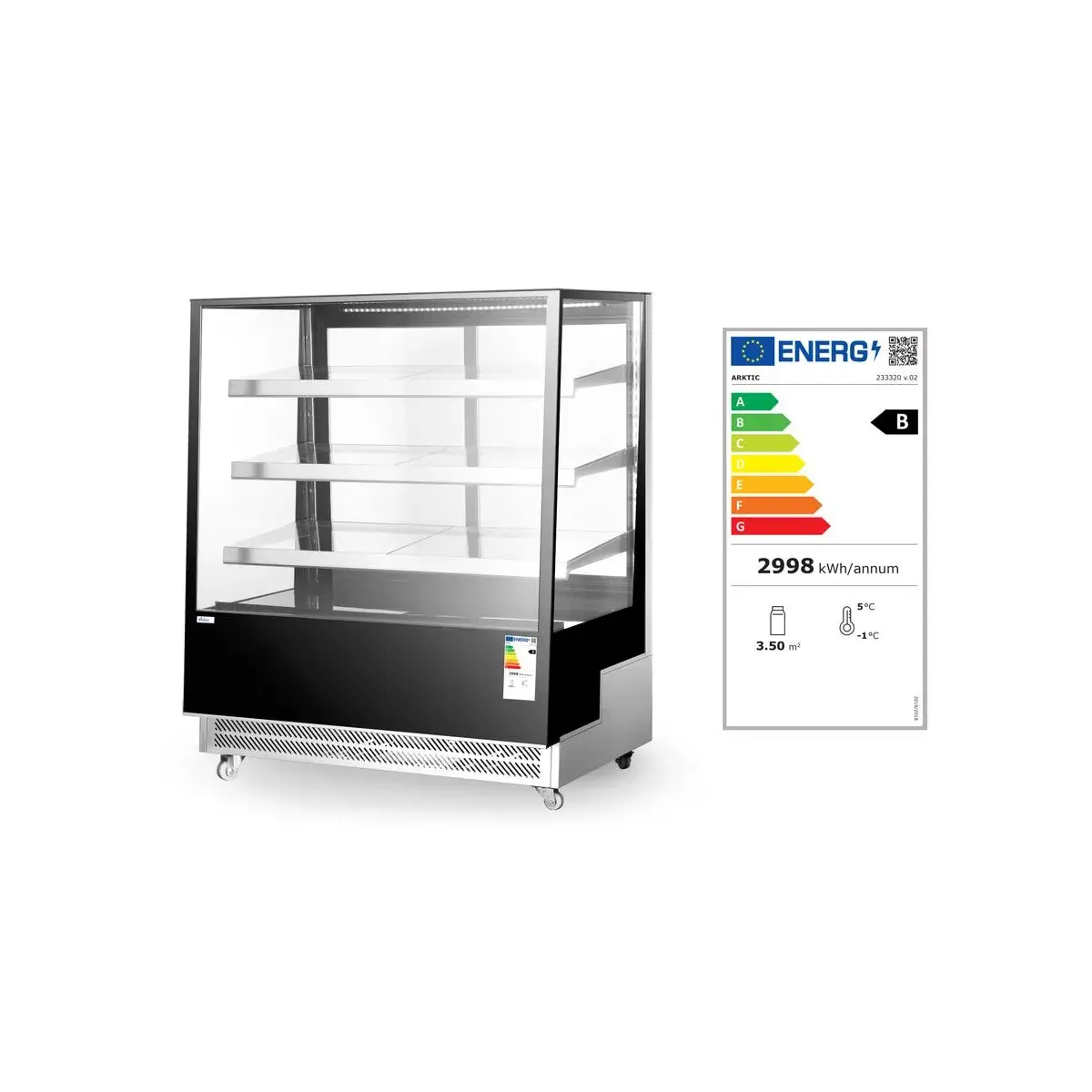 koelvitrine met 3 schuine schappen, arktic, 500l, 230v/490w, 900x833x(h)1460mm - image 3