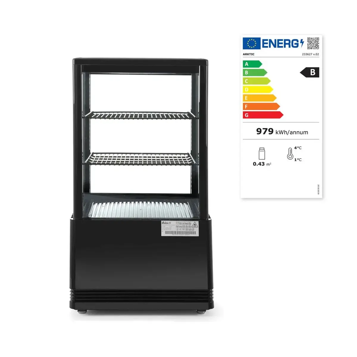 koelvitrinekast 58l, arktic, zwart, 230v/170w, 452x406x(h)830mm - image 3