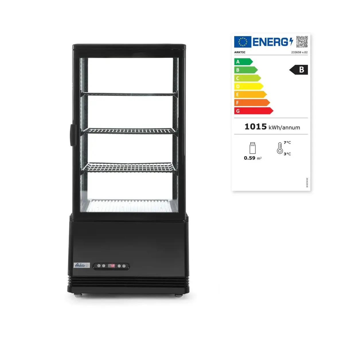 koelvitrinekast 78l, arktic, zwart, 230v/170w, 444x397x(h)940mm - image 3