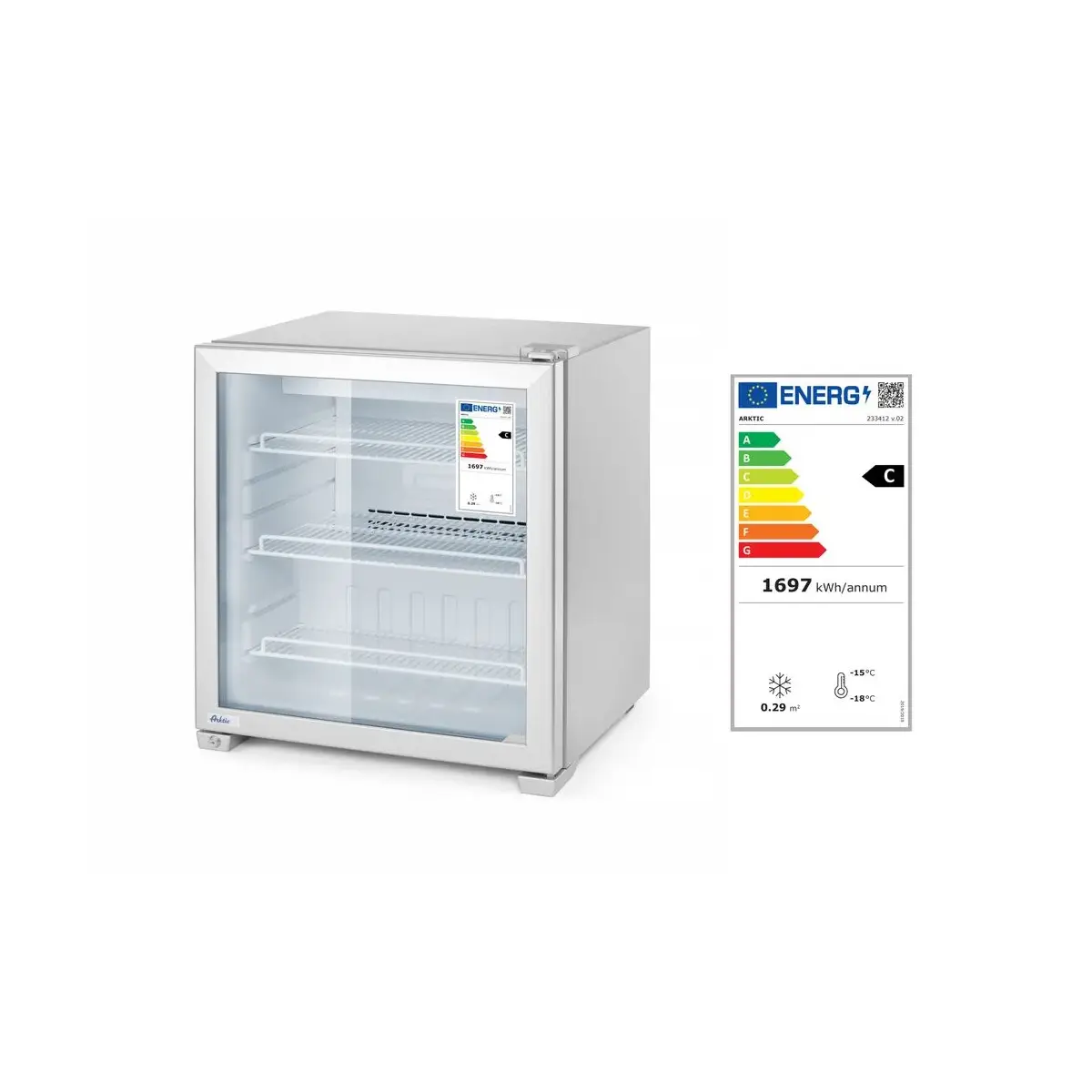 opzet vriesvitrine 90 l, arktic, 230v/230w, 620x593x(h)680mm - image 3