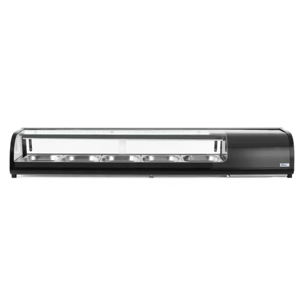 Sushi display, Arktic, Capaciteit: 5x GN 1/2 (H)40 mm (containers inbegrepen)., Zwart, 220-240V/190W, 1800x420x(H)265mm - Main Image
