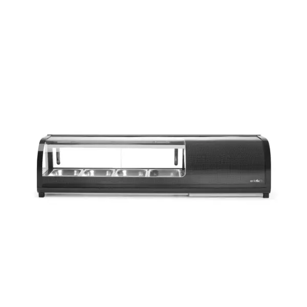 Sushi display, Arktic, Containers inbegrepen: 4x GN 1/3 (H) 40 mm., GN 1/3, Zwart, 220-240V/190W, 1177x426x(H)296mm - Main Image