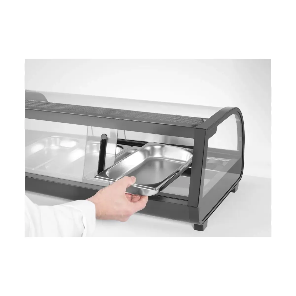 sushi display, arktic, inclusief containers: 6x gn 1/3 (h) 40 mm., gn 1/3, zwart, 220-240v/190w, 1529x426x(h)296mm - image 4