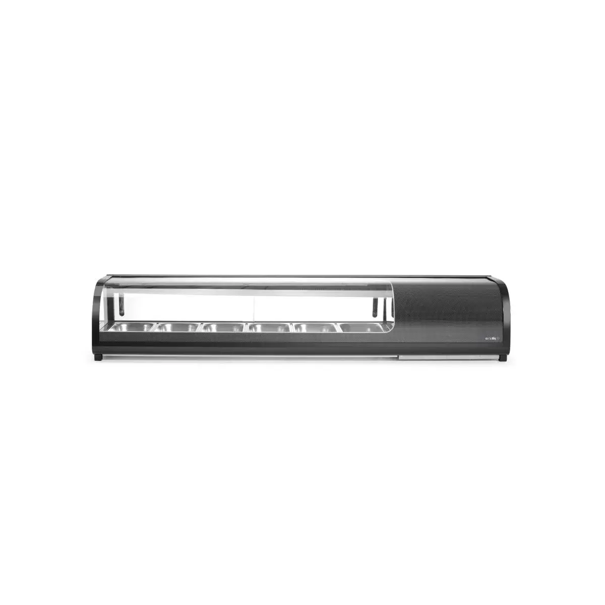 sushi display, arktic, inclusief containers: 6x gn 1/3 (h) 40 mm., gn 1/3, zwart, 220-240v/190w, 1529x426x(h)296mm - main image
