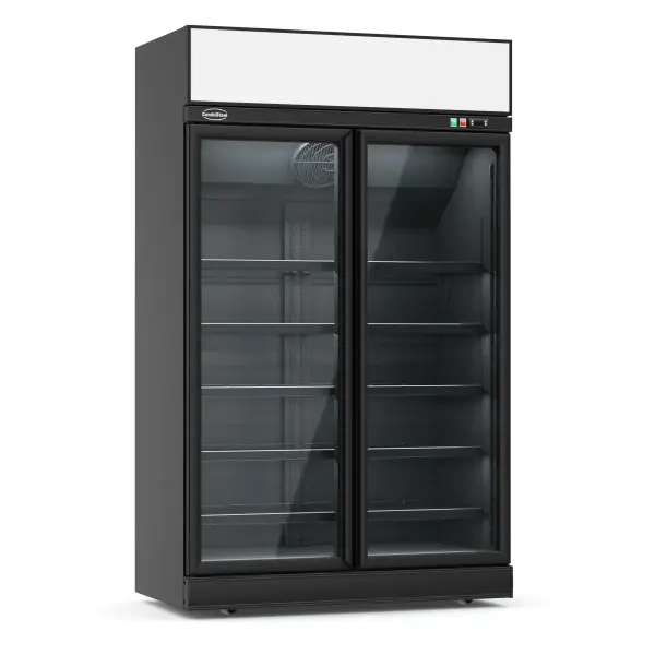VRIESKAST 2 GLASDEUREN ZWART INS-1000F BL **Let op, er is sprake van een hogere inschakelstroom waardoor een automaat met C karakteristiek noodzakelijk is.** - Main Image